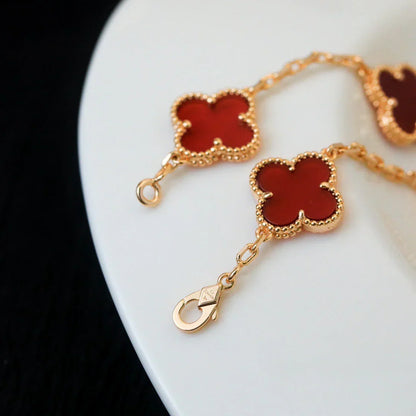 [Rani Jewelry] CLOVER 5 MOTIF RED CORNELIAN BRACELET COLLECTION