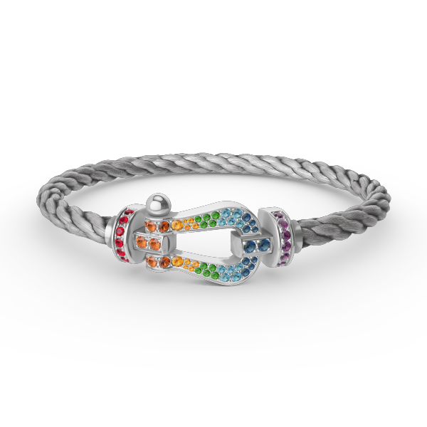 [Rani Jewelry]FORC LARGE HORSESHOE  COLORED DIAMOND BRACELET SILVER