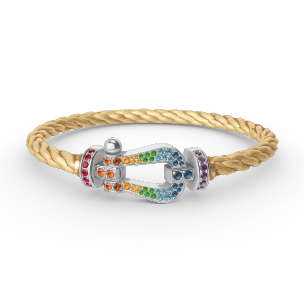 [Rani Jewelry]FORC LARGE HORSESHOE  COLORED DIAMOND BRACELET SILVER
