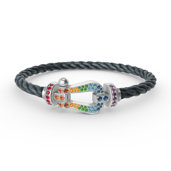 [Rani Jewelry]FORC LARGE HORSESHOE  COLORED DIAMOND BRACELET SILVER