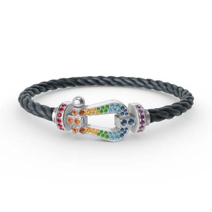 [Rani Jewelry]FORC LARGE HORSESHOE  COLORED DIAMOND BRACELET SILVER