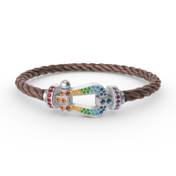 [Rani Jewelry]FORC LARGE HORSESHOE  COLORED DIAMOND BRACELET SILVER