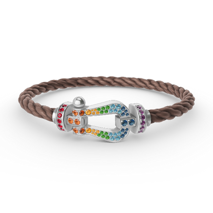[Rani Jewelry]FORC LARGE HORSESHOE  COLORED DIAMOND BRACELET SILVER