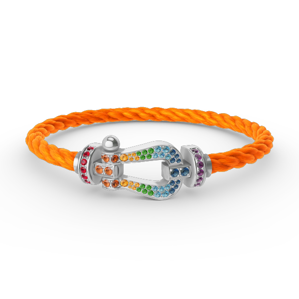 [Rani Jewelry]FORC LARGE HORSESHOE  COLORED DIAMOND BRACELET SILVER