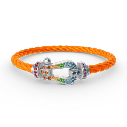 [Rani Jewelry]FORC LARGE HORSESHOE  COLORED DIAMOND BRACELET SILVER