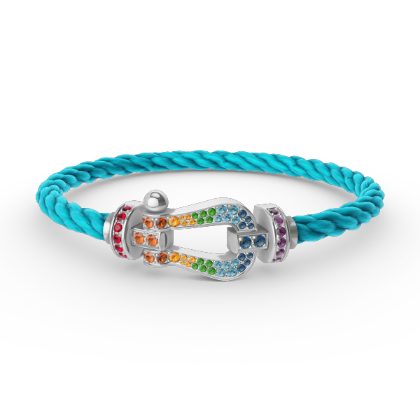 [Rani Jewelry]FORC LARGE HORSESHOE  COLORED DIAMOND BRACELET SILVER