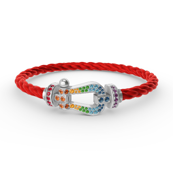 [Rani Jewelry]FORC LARGE HORSESHOE  COLORED DIAMOND BRACELET SILVER
