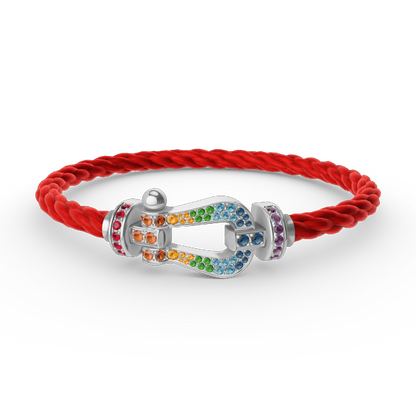 [Rani Jewelry]FORC LARGE HORSESHOE  COLORED DIAMOND BRACELET SILVER