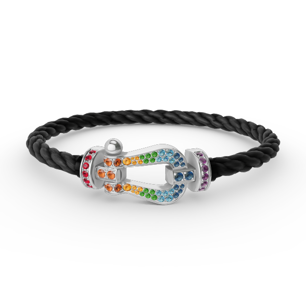 [Rani Jewelry]FORC LARGE HORSESHOE  COLORED DIAMOND BRACELET SILVER
