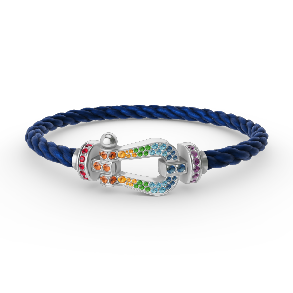 [Rani Jewelry]FORC LARGE HORSESHOE  COLORED DIAMOND BRACELET SILVER