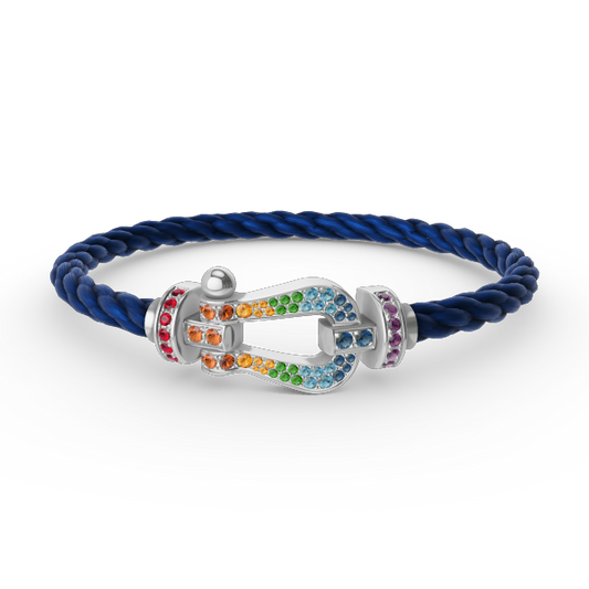 [Rani Jewelry]FORC LARGE HORSESHOE  COLORED DIAMOND BRACELET SILVER