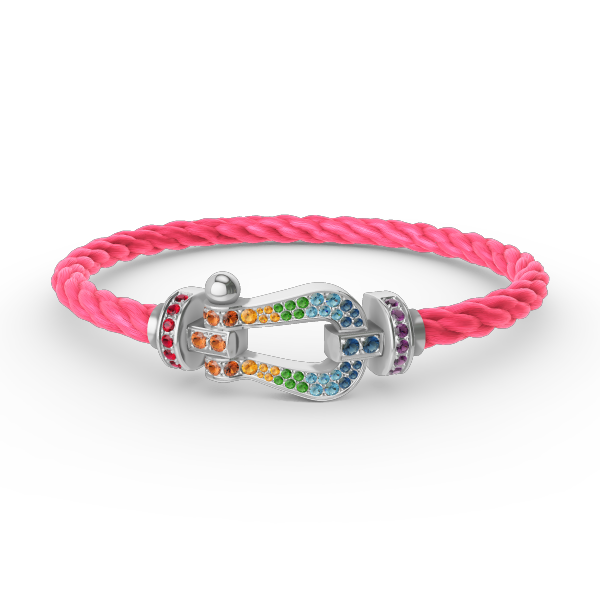 [Rani Jewelry]FORC LARGE HORSESHOE  COLORED DIAMOND BRACELET SILVER