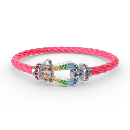 [Rani Jewelry]FORC LARGE HORSESHOE  COLORED DIAMOND BRACELET SILVER