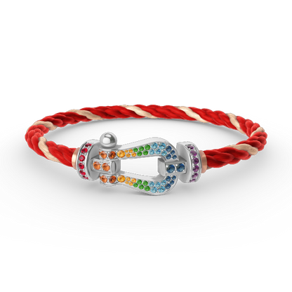 [Rani Jewelry]FORC LARGE HORSESHOE  COLORED DIAMOND BRACELET SILVER