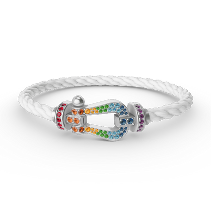 [Rani Jewelry]FORC LARGE HORSESHOE  COLORED DIAMOND BRACELET SILVER