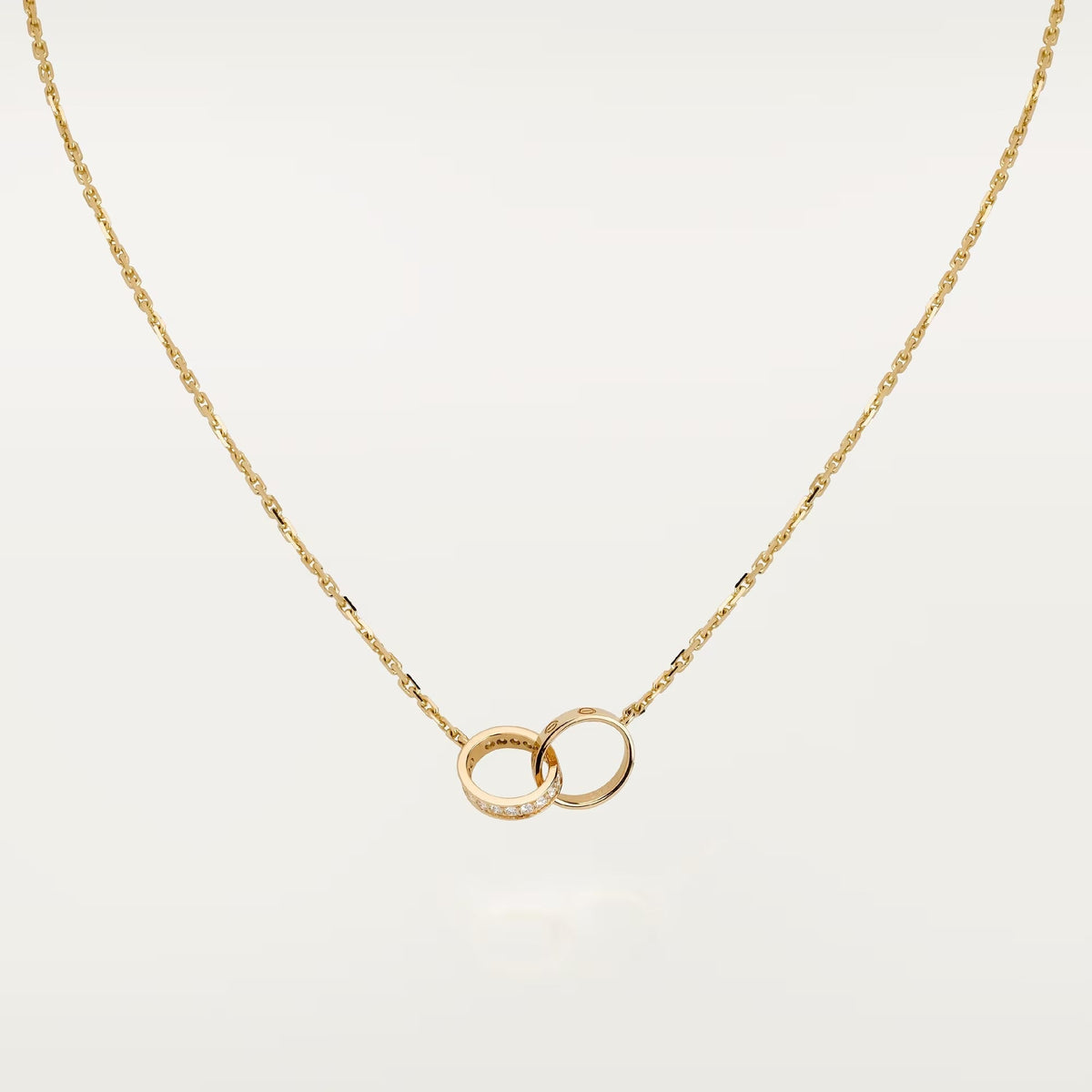 [Rani Jewelry] LOVE DOUBLE RING HALF DIAMOND NECKLACE