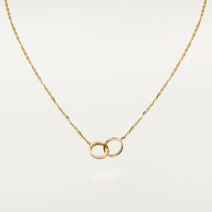 [Rani Jewelry] LOVE DOUBLE RING HALF DIAMOND NECKLACE