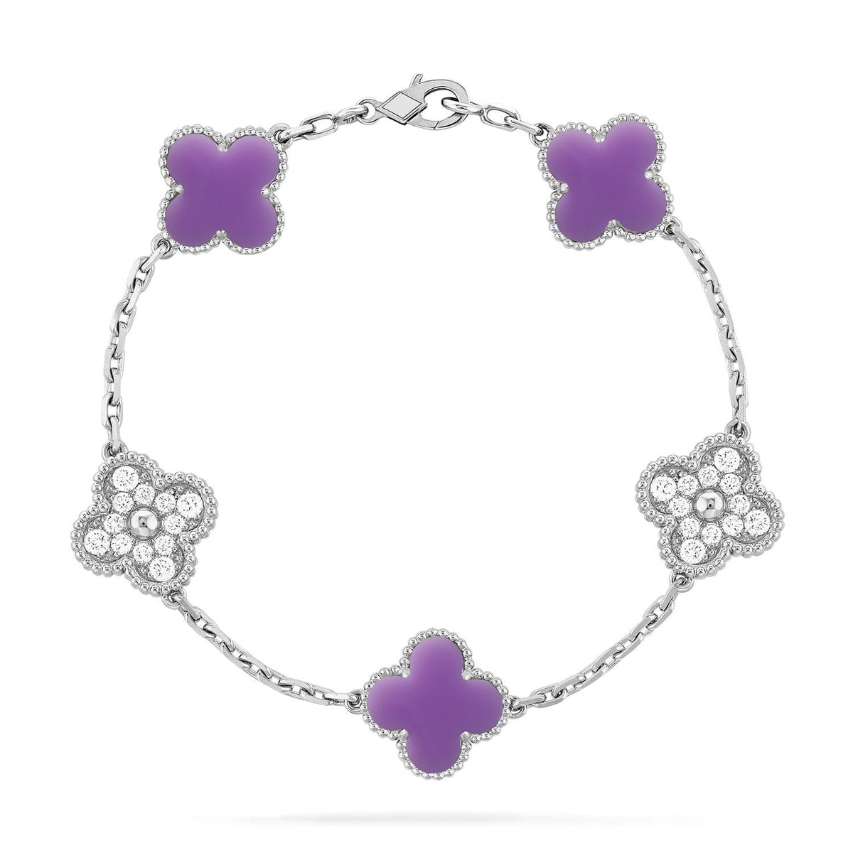 [Rani Jewelry]CLOVER 5 MOTIF LIGHT PURPLE BRACELET COLLECTION