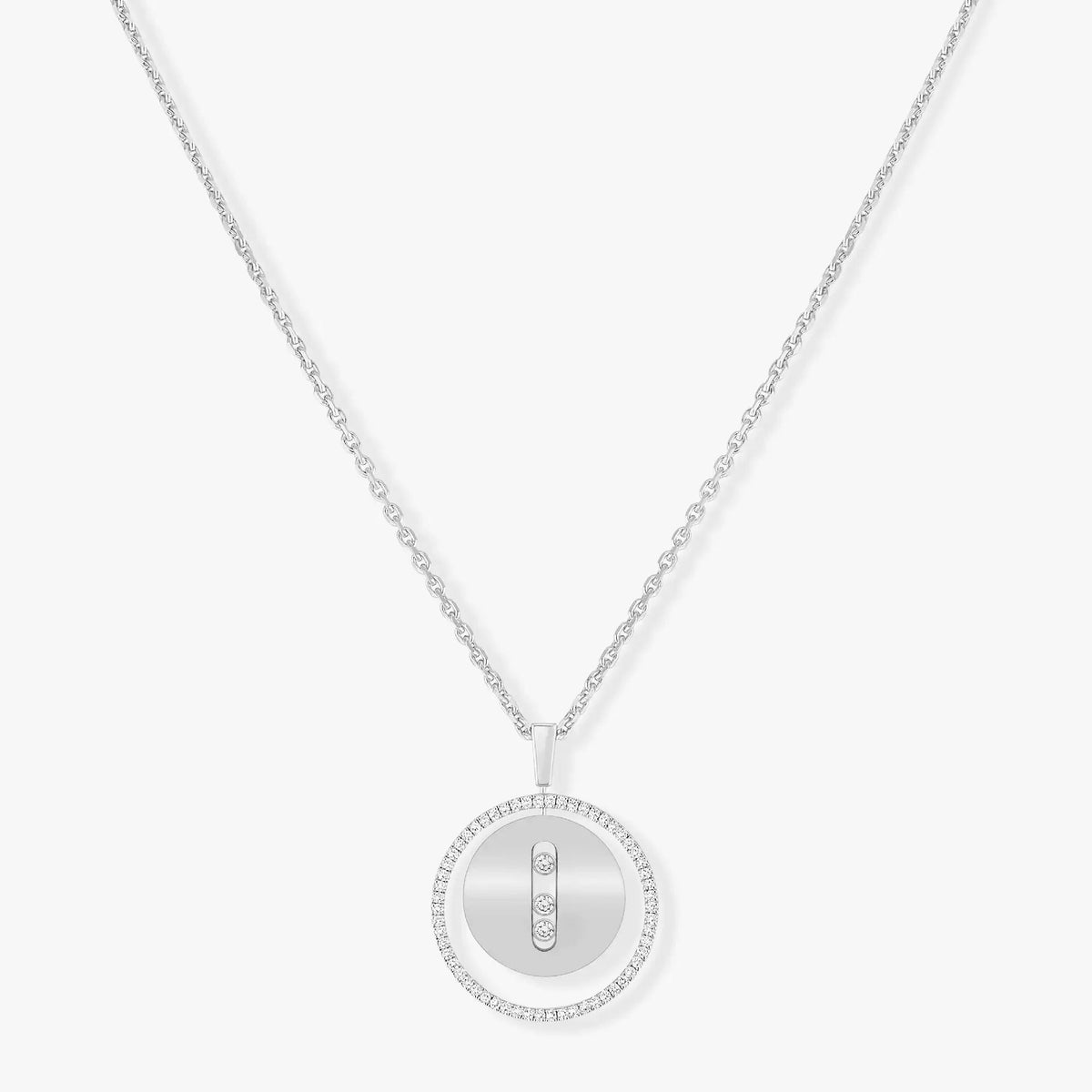 [Rani Jewelry]LUCKY MOVE MM SILVER DIAMOND NECKLACE