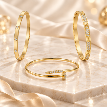 [Rani Jewelry] JUSTE Diamond & LOVE Diamond Bracelet Stack Set