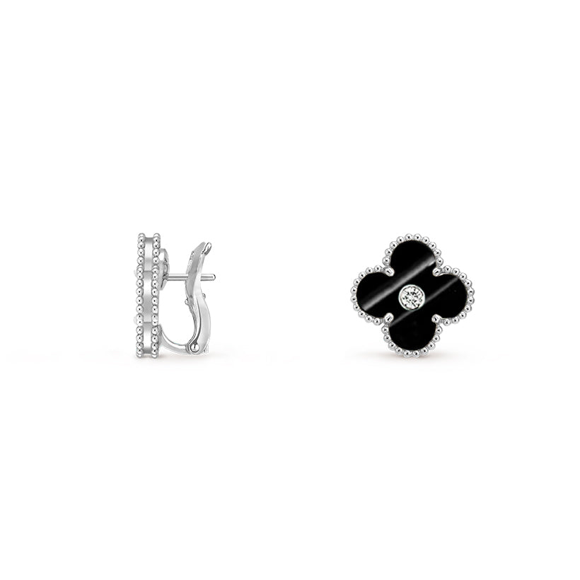 [Rani Jewelry]CLOVER SILVER 15MM MOP DIAMOND EARRINGS COLLECTION