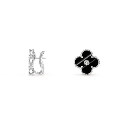 [Rani Jewelry]CLOVER SILVER 15MM MOP DIAMOND EARRINGS COLLECTION