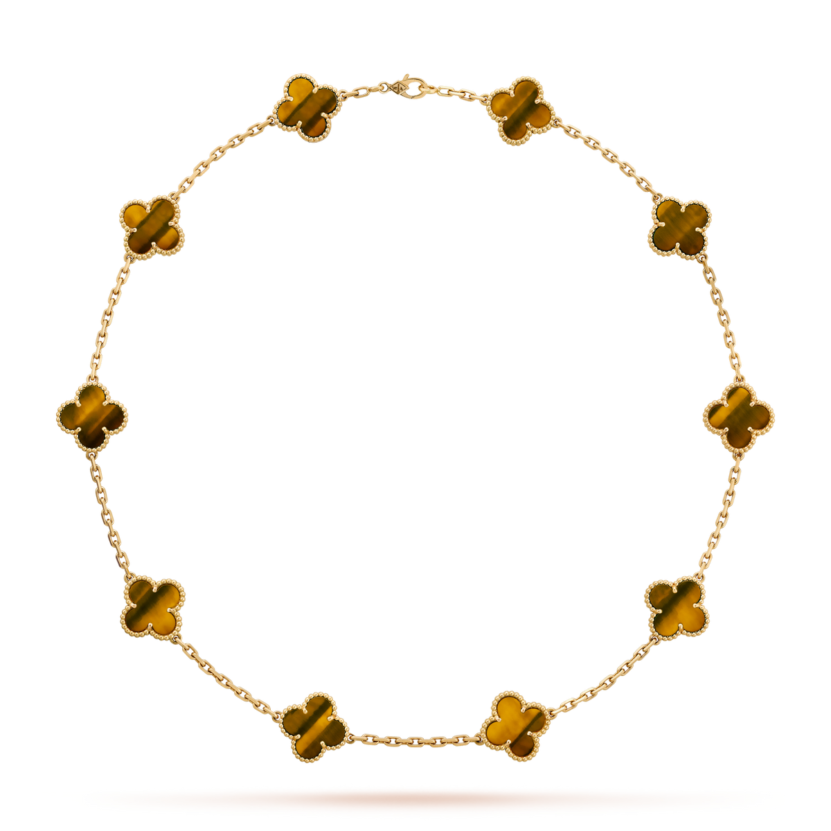 [Rani Jewelry]CLOVER 10 MOTIFS TIGER EYE NECKLACE