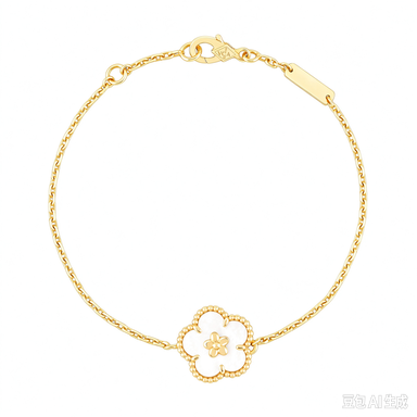 [Rani Jewelry]LUCKY WHITE MOP PLUM BLOSSOM  BRACELET