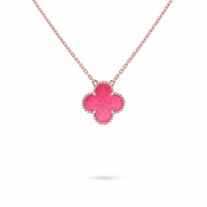[Rani Jewelry] NEW CLOVER 15MM PINK ENAMEL NECKLACE