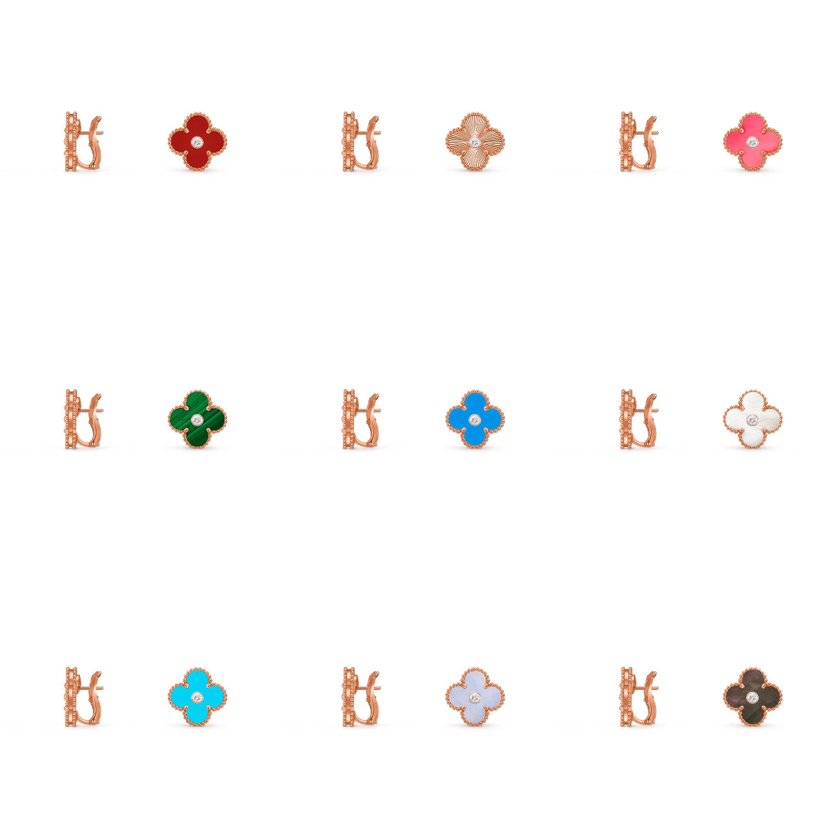 [Rani Jewelry]CLOVER 15MM MOP DIAMOND EARRINGS COLLECTION