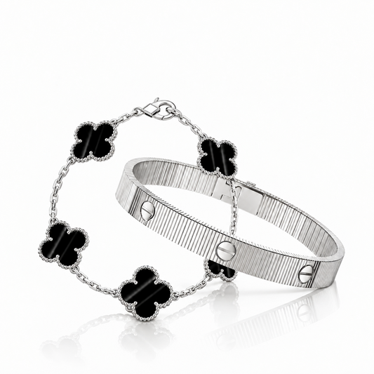 [Rani Jewelry] Clover 5-Motif & LOVE Unlimited Bracelet Set