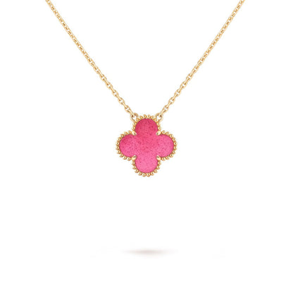 [Rani Jewelry] NEW CLOVER 15MM PINK ENAMEL NECKLACE