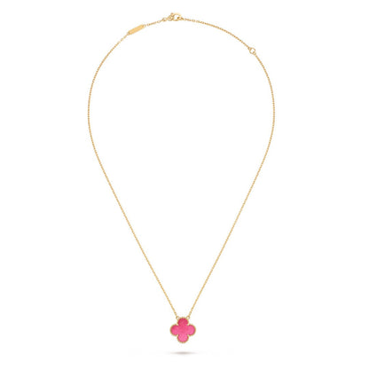 [Rani Jewelry] NEW CLOVER 15MM PINK ENAMEL NECKLACE