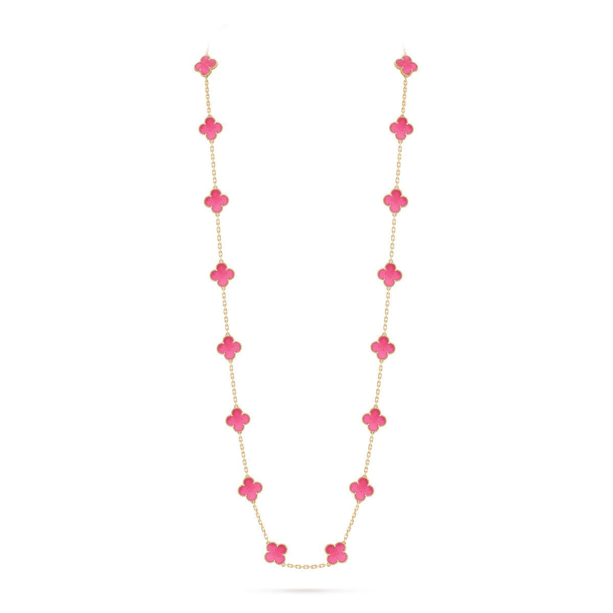 [Rani Jewelry] NEW CLOVER 20 MOTIFS PINK ENAMEL NECKLACE