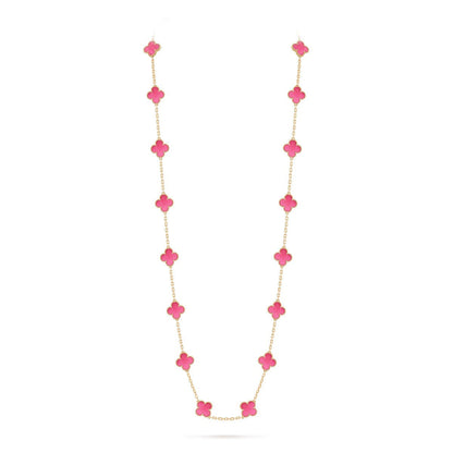 [Rani Jewelry] NEW CLOVER 20 MOTIFS PINK ENAMEL NECKLACE
