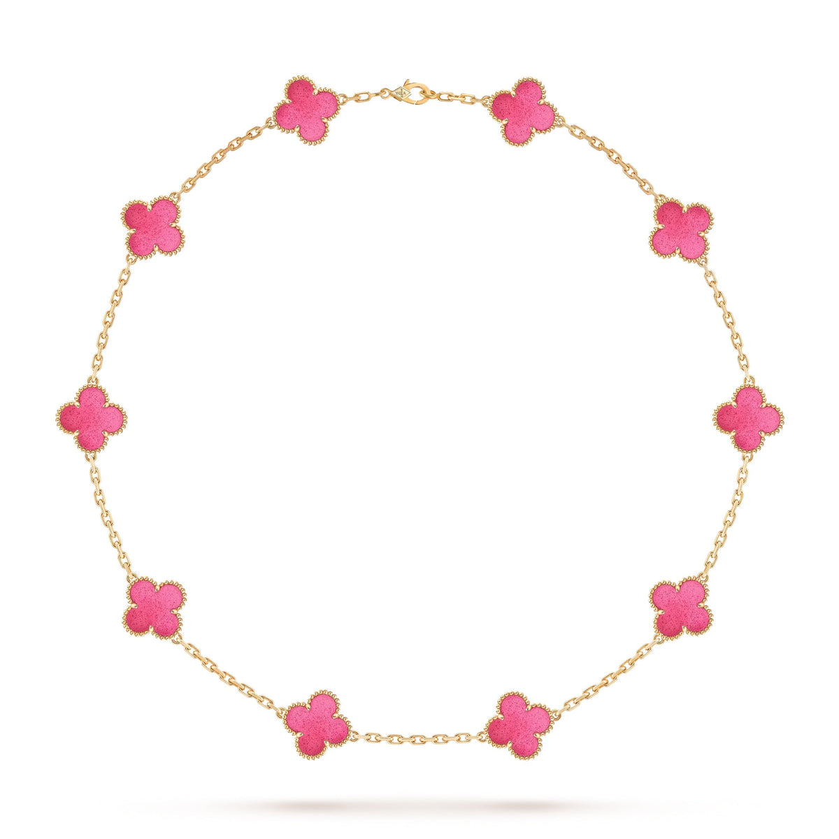 [Rani Jewelry]NEW CLOVER 10 MOTIFS PINK ENAMEL NECKLACE