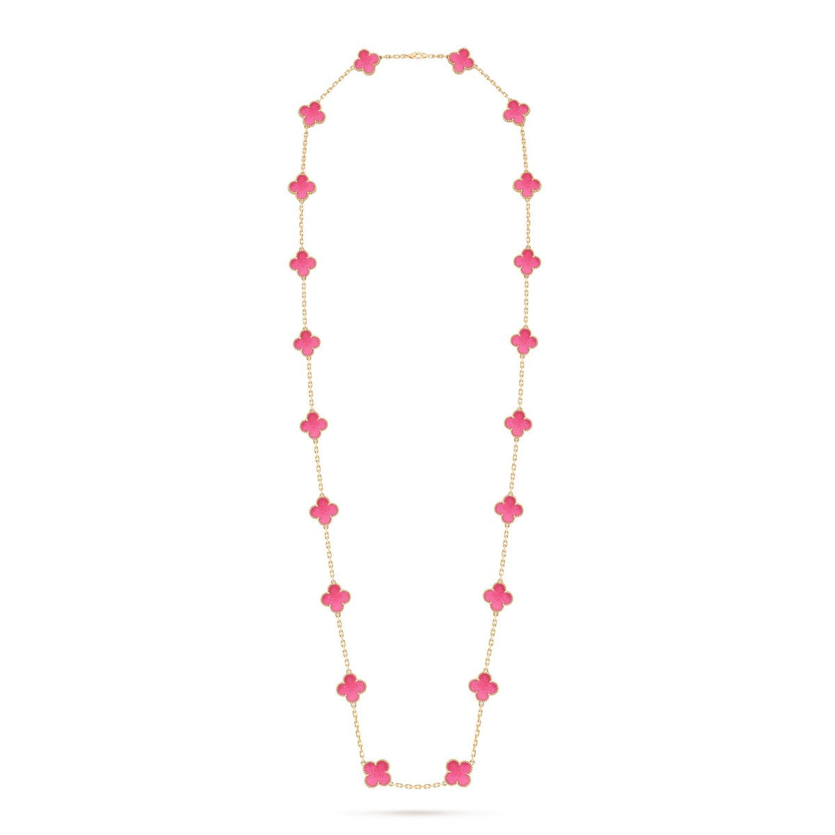 [Rani Jewelry] NEW CLOVER 20 MOTIFS PINK ENAMEL NECKLACE