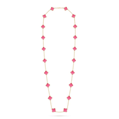 [Rani Jewelry] NEW CLOVER 20 MOTIFS PINK ENAMEL NECKLACE
