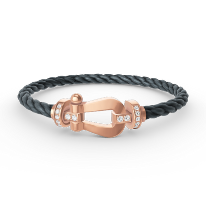 [Rani Jewelry]FORCE LARGE HORSESHOE HALF DIAMOND BRACELET ROSE GOLD