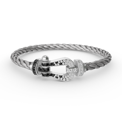 [Rani Jewelry]FORCE LARGE HORSESHOE BLACK WHITE DIAMOND BRACELET SILVER