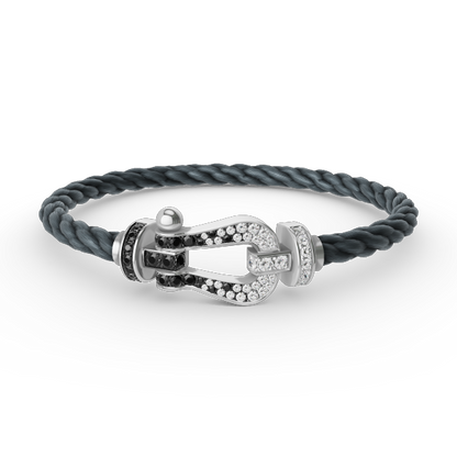 [Rani Jewelry]FORCE LARGE HORSESHOE BLACK WHITE DIAMOND BRACELET SILVER
