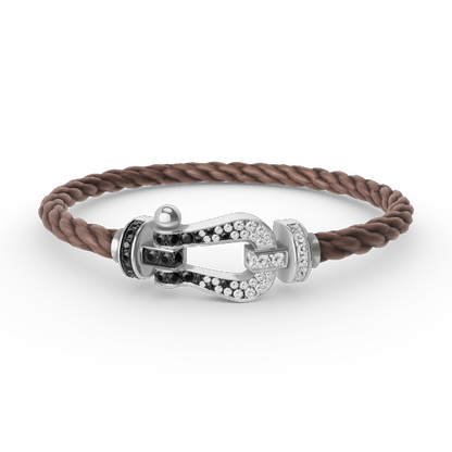 [Rani Jewelry]FORCE LARGE HORSESHOE BLACK WHITE DIAMOND BRACELET SILVER