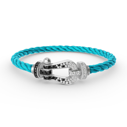 [Rani Jewelry]FORCE LARGE HORSESHOE BLACK WHITE DIAMOND BRACELET SILVER