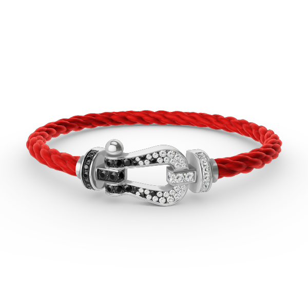 [Rani Jewelry]FORCE LARGE HORSESHOE BLACK WHITE DIAMOND BRACELET SILVER