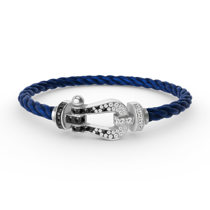 [Rani Jewelry]FORCE LARGE HORSESHOE BLACK WHITE DIAMOND BRACELET SILVER