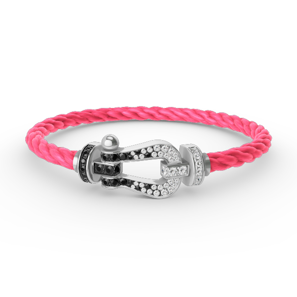 [Rani Jewelry]FORCE LARGE HORSESHOE BLACK WHITE DIAMOND BRACELET SILVER
