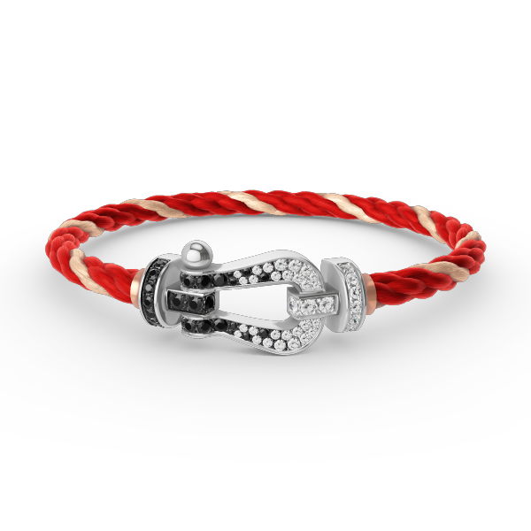 [Rani Jewelry]FORCE LARGE HORSESHOE BLACK WHITE DIAMOND BRACELET SILVER