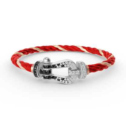 [Rani Jewelry]FORCE LARGE HORSESHOE BLACK WHITE DIAMOND BRACELET SILVER