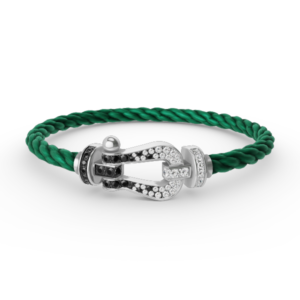 [Rani Jewelry]FORCE LARGE HORSESHOE BLACK WHITE DIAMOND BRACELET SILVER