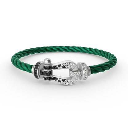 [Rani Jewelry]FORCE LARGE HORSESHOE BLACK WHITE DIAMOND BRACELET SILVER